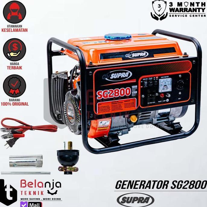 Mesin Genset TIGER TGR 3000 1200 Watt Generator Set Bensin TGR3000 Portable dengan Sistem AVR & Tang