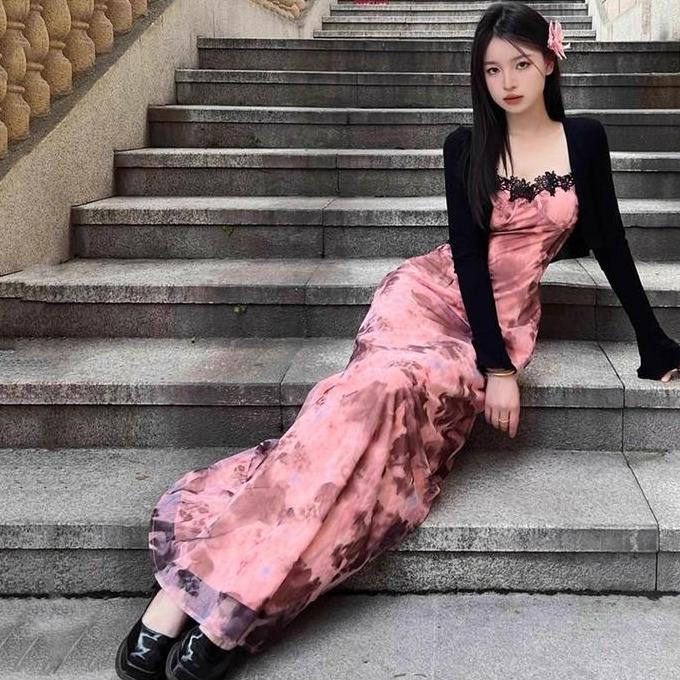 Moria QZ243 Susana Dress Long Sleevee French  Bohemian Style thneed Dress Floral Vintage Baju Pantai