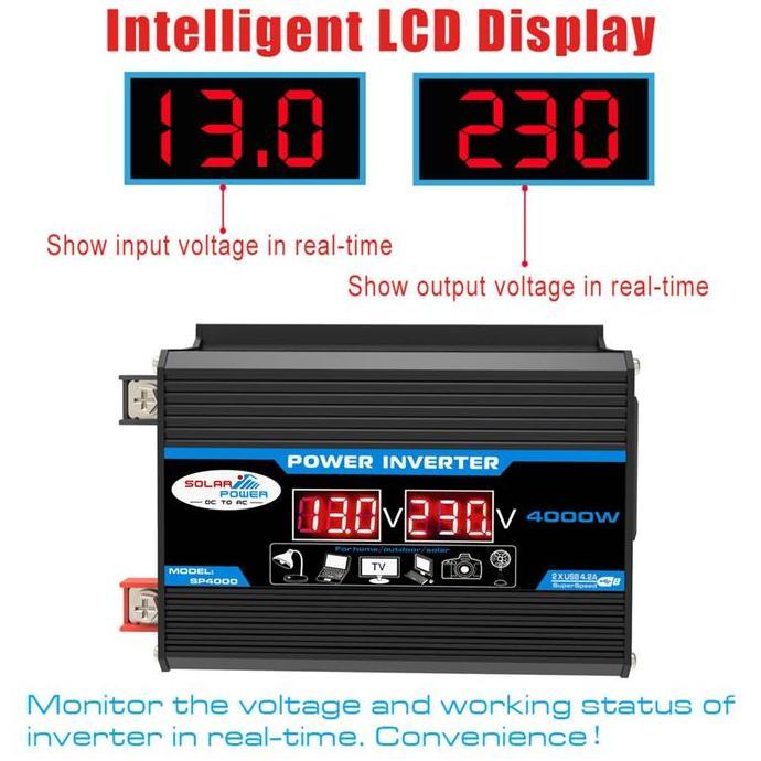 Inverter Mobil 5000W 12V Ke 220V AC Konverter Daya Tampilan LED USB Ganda Gelombang Sinus Murni Inve
