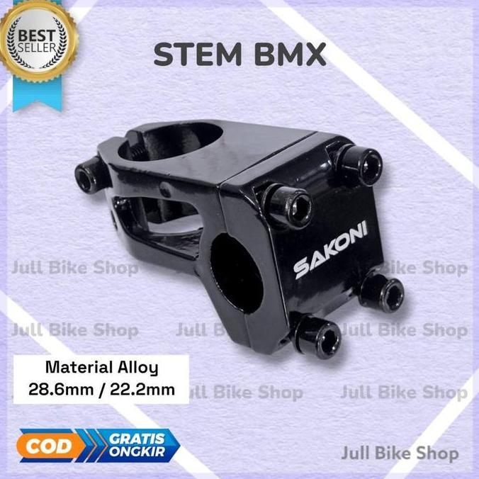 Stem BMX sakoni oversize 28.6mm stang 22.2mm aluminium alloy hitam head tiang penjepit stir fork gar