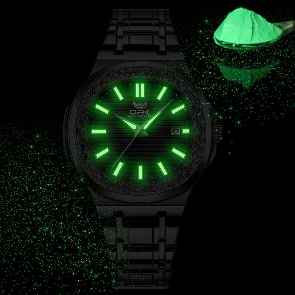 OPK Jam Tangan Pria Original Anti Air Keren Terbaru Mewah Hitam Stainless Steel Watch Men