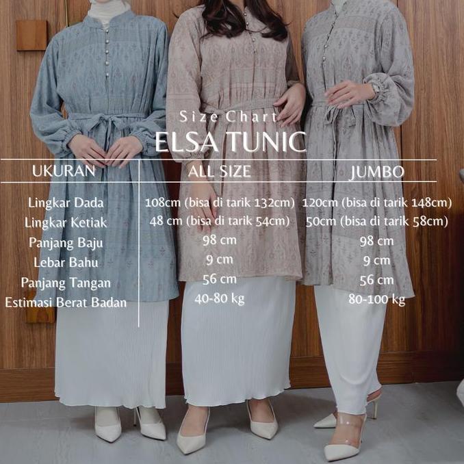 Uprelig- Elsa Long Tunic | Pleated Long Tunic | Atasan Plisket Wanita Premium | Tunic Korean Look | 