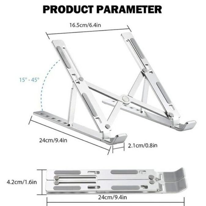 Xfour- Portable Laptop Stand - Dudukan Laptop Aluminium - Dudukan Ipad