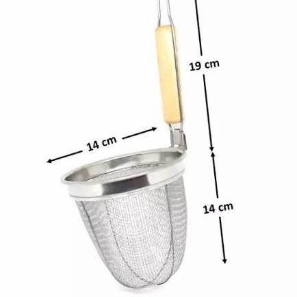 Saringan Mie Kocok Gagang Kayu Putih Saringan Kocok Saringan Masak Dapur Saringan Stainless Kawat Te