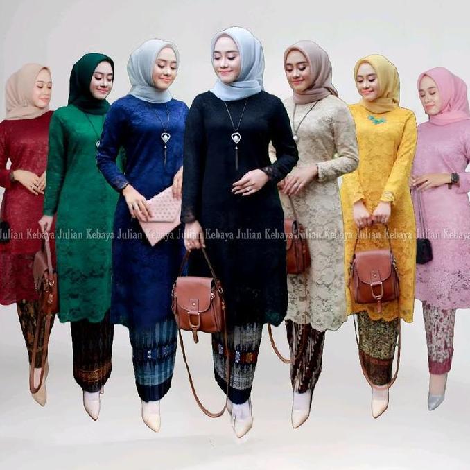 Uprelig- Setelan Baju Kebaya Brukat Tunik Wanita Muslim Modern / Atasan Kebaya Brokat Kondangan Wisu