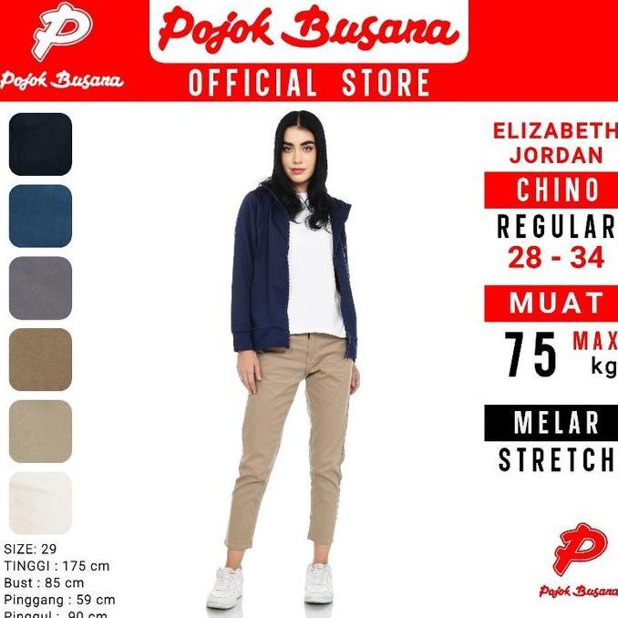Pojok Busana Celana Panjang Wanita Zipper Slim Premium Stretch - Elizabeth Jordan - Ladies Pants - C