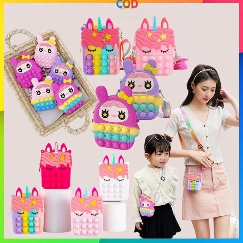 Termurah Tas Pop It Anak Rainbow Tas Silikon Tas Selempang Tas Karakter