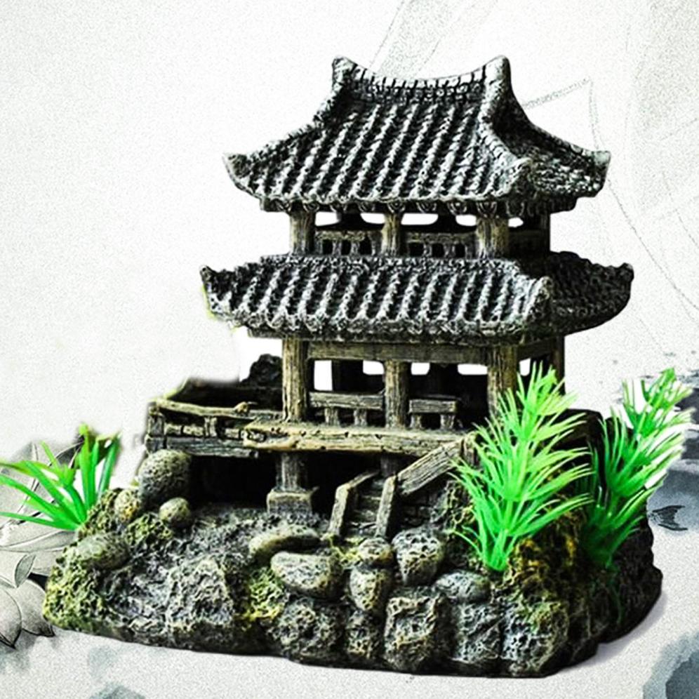 Ornamen aquarium kuil jepang, dekorasi aquarium kuil jepang, kuil jepang, miniatur kuil jepang, hias