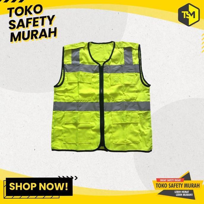 Rompi Safety Proyek dengan Resleting / Baju Safety Murah Alat Safety LM