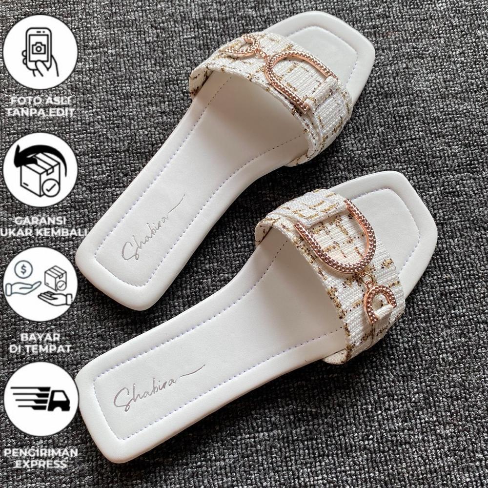 CUCI GUDANG Sandal Flat Slop Wanita DC Kokop Terbaru - Sandal slop Teplek wanita KEKINIAN