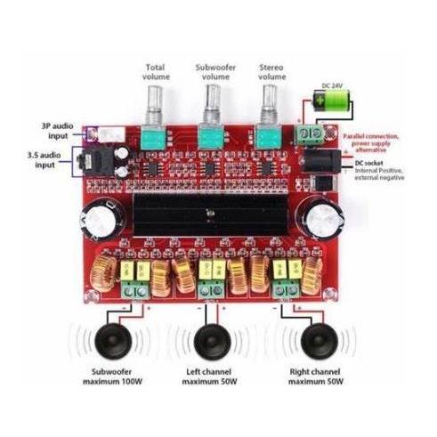 Rwd- Tpa3116D2 2.1 Amplifier Class D 2X50W Stereo + 100W Subwoofer Tpa3116