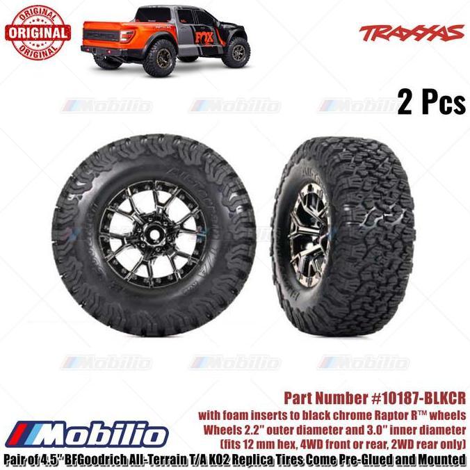 Traxxas Part #10187-BLKCR Tires and Wheels Assembled Glued for RC Ford F-150 Raptor R 4X4