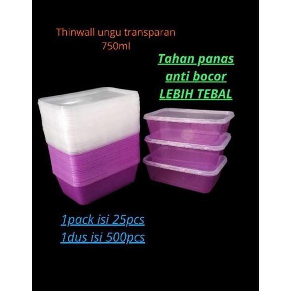 Thinwall 750ml warna transparan (isi 10 Pcs) kotak makan plastik