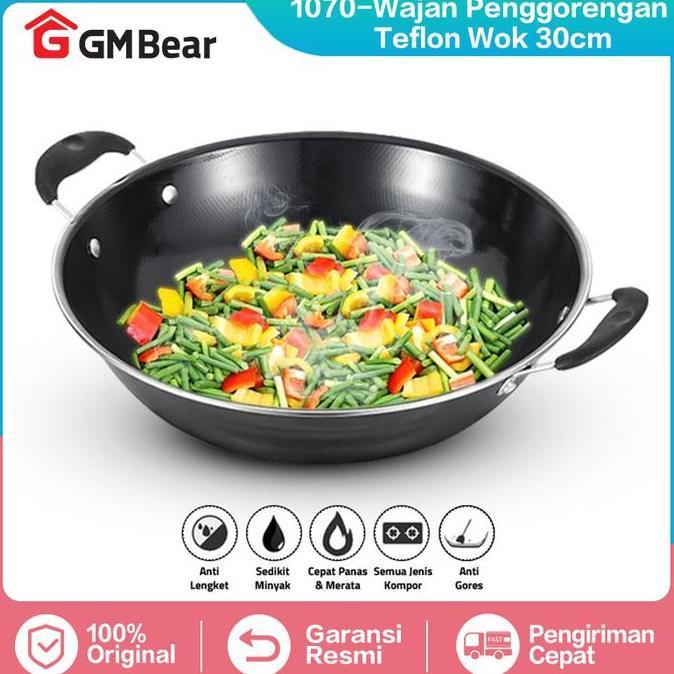 GM Bear Wajan Penggorengan Wok Pan - Wajan Penggorengan Teflon Wok