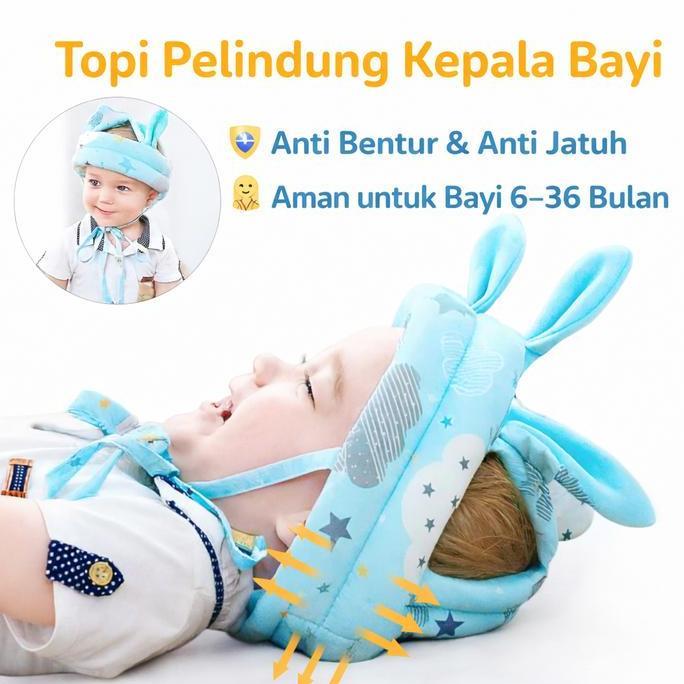 Topi Pelindung Kepala Bayi Anti Bentur Helm Bayi Anti Jatuh Aman untuk Belajar Jalan & Merangkak pel