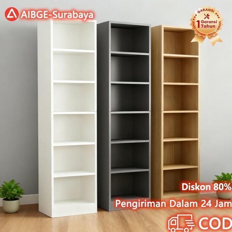 CUCI GUDANG [Surabaya Express]Rak Buku Kayu 6 Susun Rak Buku Susun Minimalis Lemari Display Serbagun