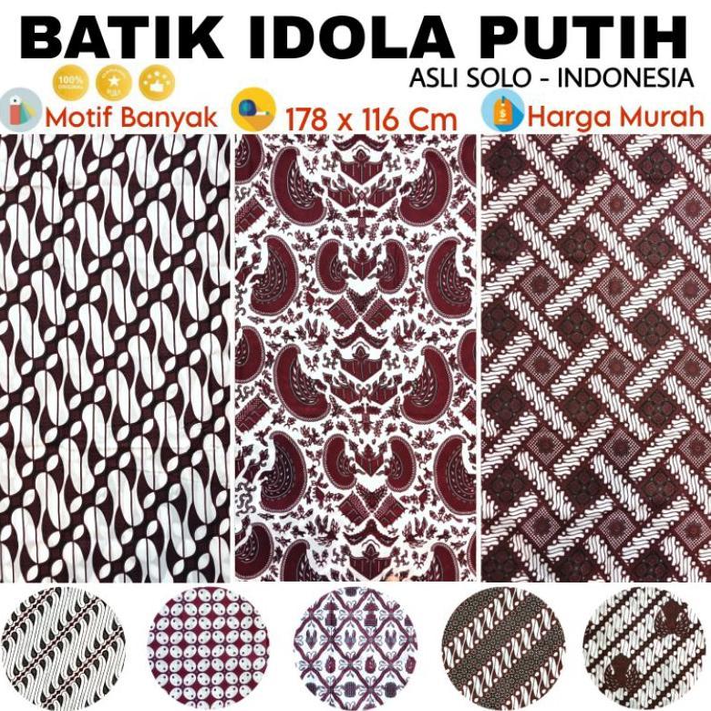 Nova Shop - Kain Batik Idola Putih Jarik Samping Sewek Sarung Wanita Pria Dewasa Motif Tenun Panjang