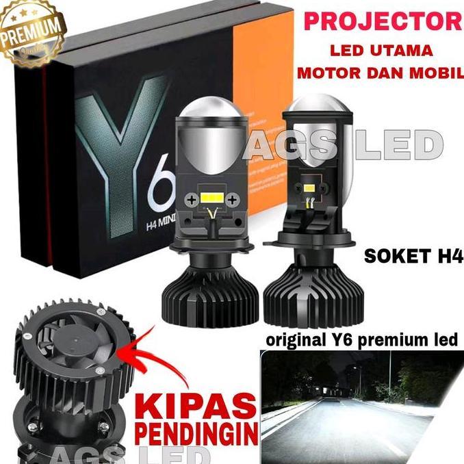 LAMPU UTAMA MOBIL DAN MOTOR Y6 PRJECKTOR MINI SOKET H4 SUPER TERANG 12-24 VOLT / LAMPU UTAMA LED MOB