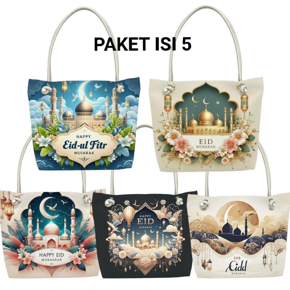 Unik Tote Bag Wanita Isi (5 Pcs) Hampers Haji Dan Umroh Tas Souvenir Tas Ibu Ibu Pengajian