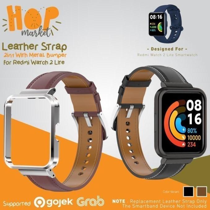 NEW LEATHER 2IN1 STRAP BUMPER FRAME CASE FOR XIAO MI REDMI WATCH 2 LITE ORI