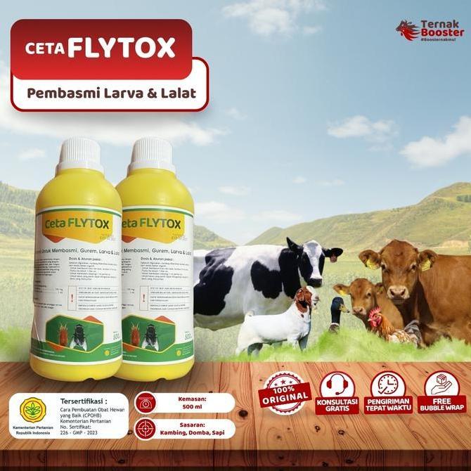 CETA FLYTOX 500ML-OBAT LALAT SAPI KAMBING PALING AMPUH PEMBASMI NYAMUK LALAT LARVA UNTUKKANDANGTERNA