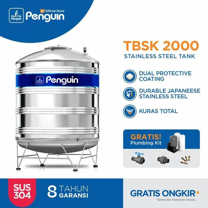 Penguin TBSK-2000 2000 Liter Toren Tandon Tangki Air Stainless Steel