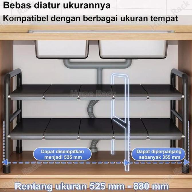 TERLARIS FS RAK DAPUR STAINLESS STEEL /RAK BAWAH WASTAFEL /RAK PENYIMPANAN DAPUR FLEXIBLE /RAK PANCI