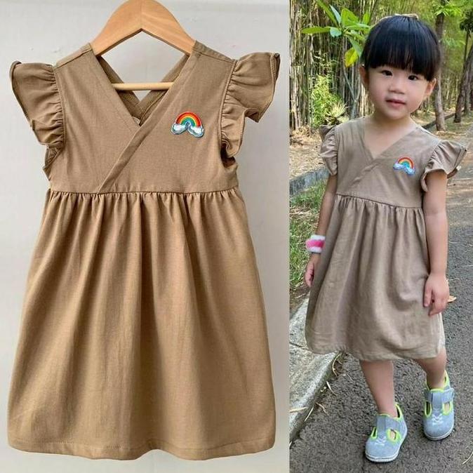 Dress Anak V Pelangi Warna Coklat - Baju Anak Perempuan - Daster anak