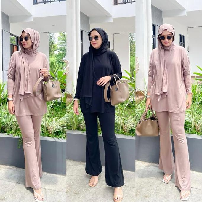 Set Baju Oneset Bahan Kenit Tangan Panjang Ukuran Jumbo+All size Atasan Bawahan Setelan Dewasa Celan