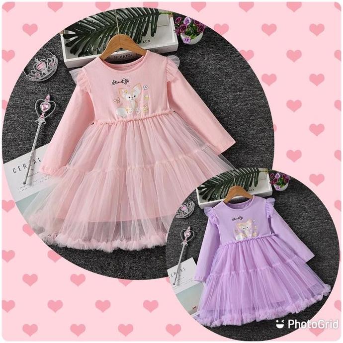 Dress Anak Perempuan Lengan Panjang Korean Style Bahan Katun Import Premium dengan Rok Tutu Cantik G