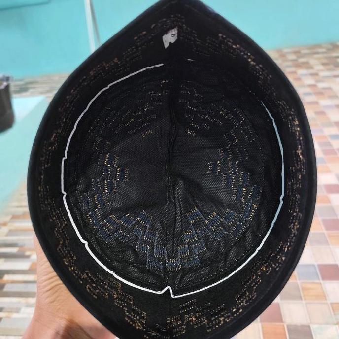 MF peci songkok solmet bordir /kopiah uje dewasa Muslim Pria Hitam Motif Nyaman Lembut Haji