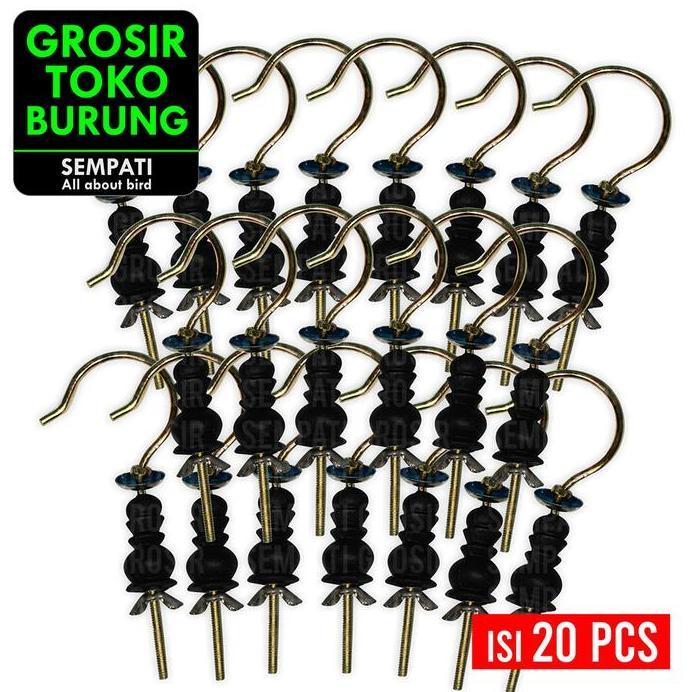 SEMPATI GROSIR Gantungan Sangkar Burung  Kawat Pion Plastik Isi 20 Pcs Gantungan Cantolan Sangkar Ka