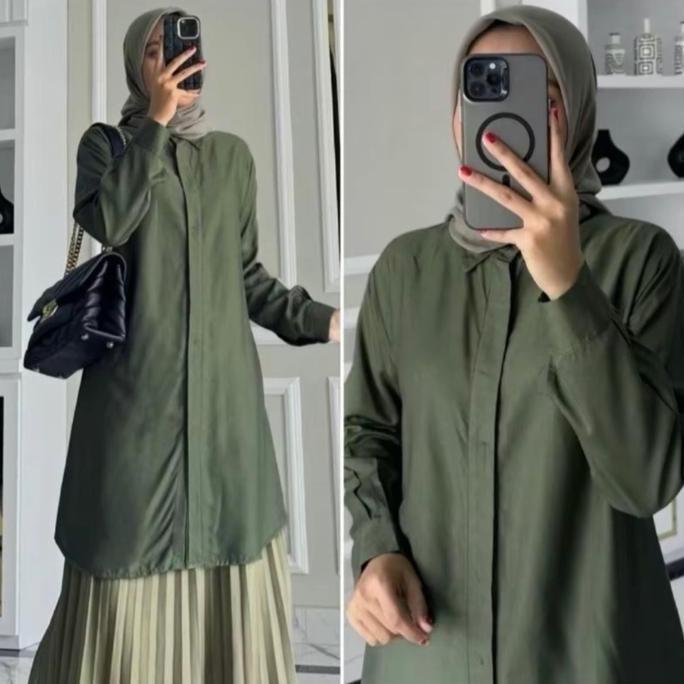Allana Tunik | Tunik Harian Muslim Wanita Remaja Dewasa Model Basic Polos Minimalis Kekinian Bahan R