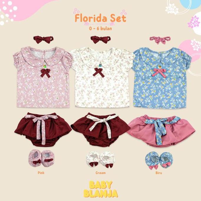 Baju Bayi Perempuan 0 6 Bulan Florida / Eliza Set