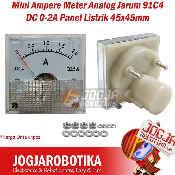 CORELA Mini Ampere Meter Ampermeter Analog Jarum 91C4 DC 2A 20A Panel 45x45mm
