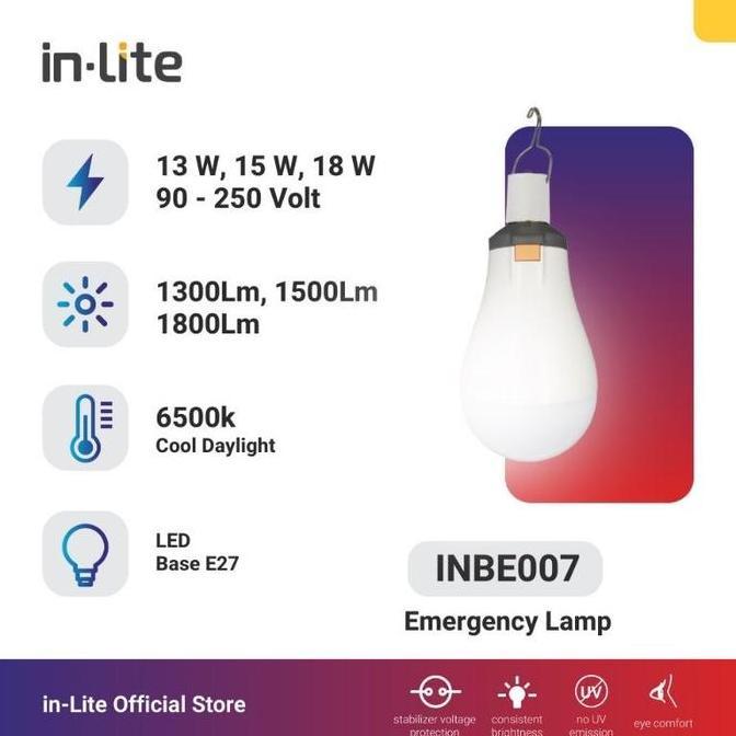 In-lite Lampu Emergency + Batrai 13 Watt