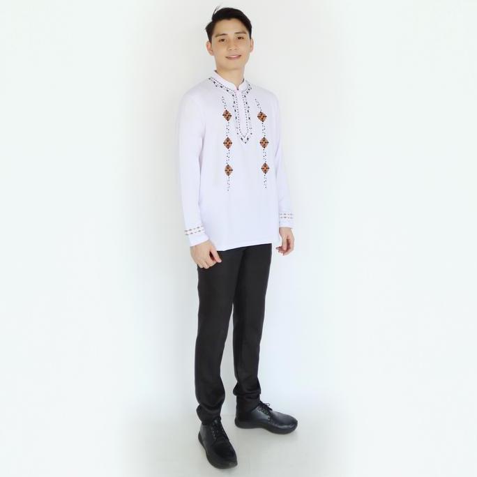 Kaospolos - Kaos Katun Baju Muslim Kerah Shanghai Lengan Panjang Pria Atasan Koko Dewasa Kurta Hitam