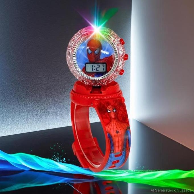Jam Tangan Anak Digital Karakter Spiderman Ironman Spiderman Lampu Nyala, Putar Gasing & Main Musik 