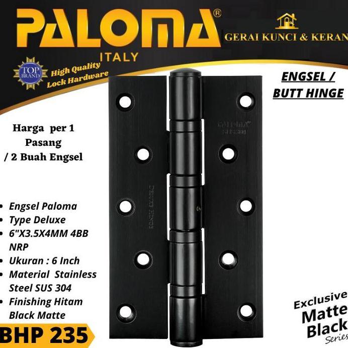 Engsel Pintu HITAM BHP 235 6"X3.5X4MM 4BB NRP BLACK MATTE HINGE 6 INCH