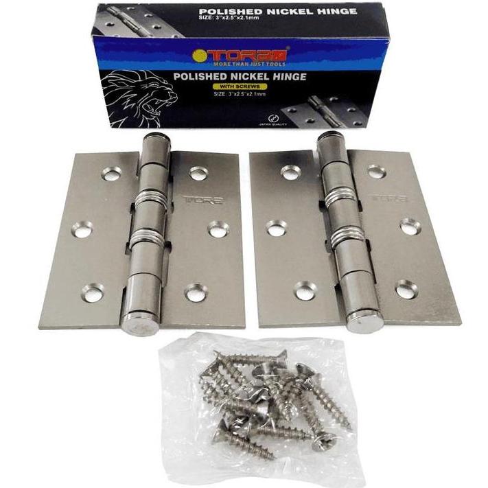 TORA Engsel Besi NB &GP -Hinges Polished Nickel & Brass 3"x2.5cmx2.1mm