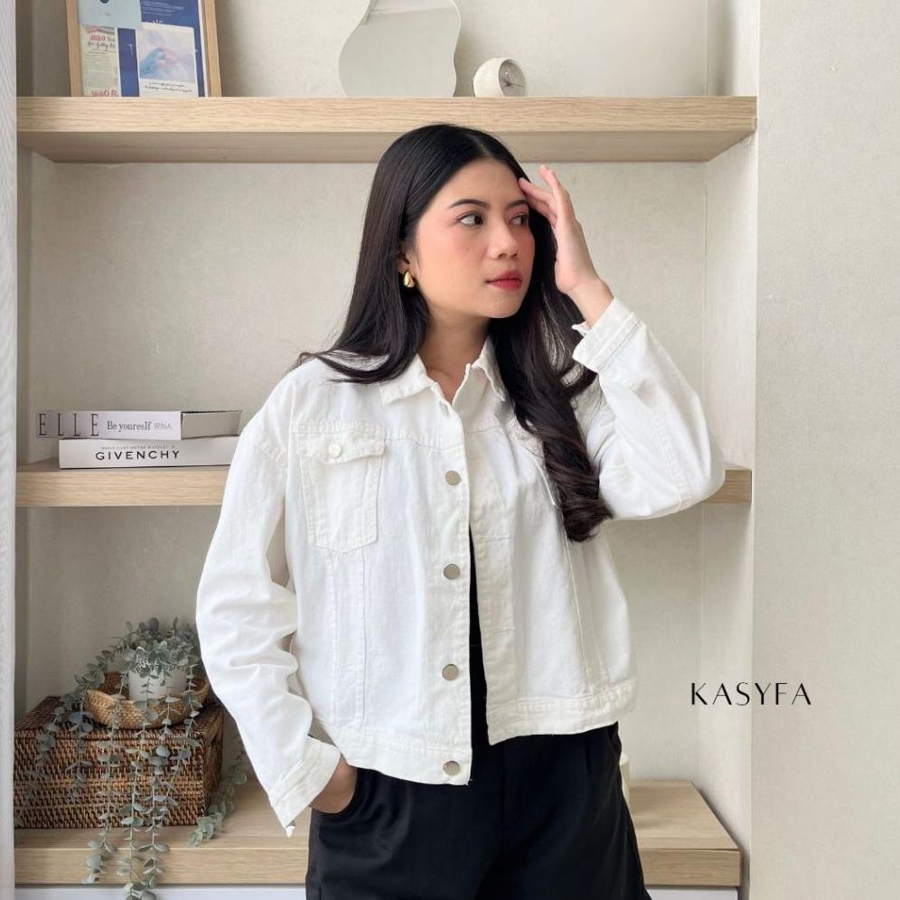 NEW WITNEY JAKET JEANS PUTIH WANITA JAKET CROP BIONDY