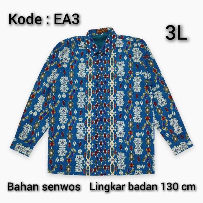 NEW KEMEJA BATIK PRIA JUMBO 3L LENGAN PANJANG SEMI SUTRA SENWOS ORI