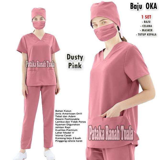 Baju Ok Medis - Lengan Pendek - Baju Perawat - Scrub Medis - Baju Oka Model Terbaru - Bahan Amreicn 