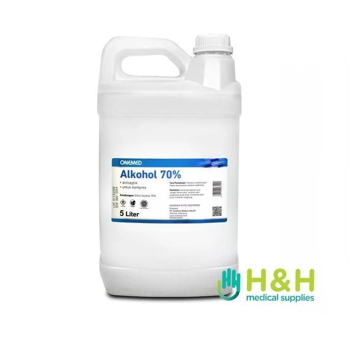 Alkohol 70% Onemed 5 Liter / Alkohol 70% Food Grade / Alkohol 70% Medis Kesehatan / Alkohol Desinfek