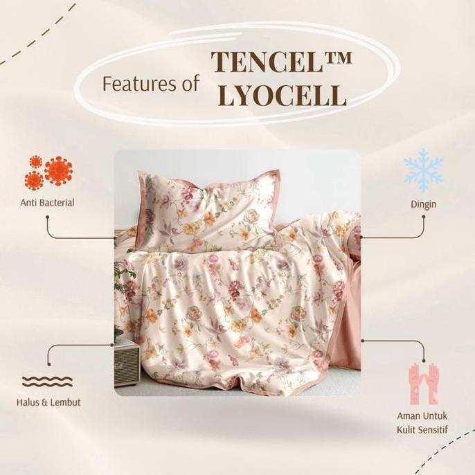 FORTUNA INDAH - {PLAIN SERIES} Bedcover Set + Sprei Polos Frame Kombinasi TENCEL Lyocell 60s Berbaga