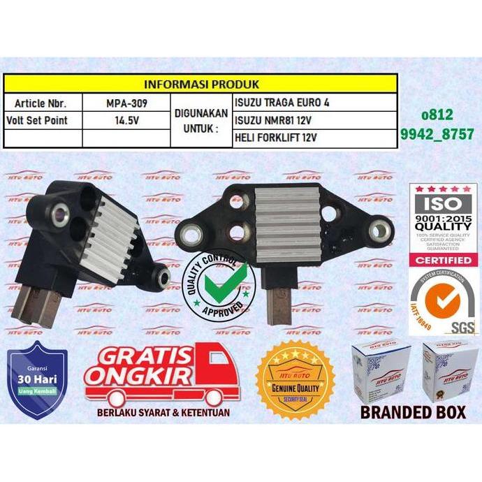 IC REGULATOR ALTERNATOR ISUZU TRAGA TRAVIS EURO 4 4JH1 NMR81 12V (14.5V) HELI FORKLIFT