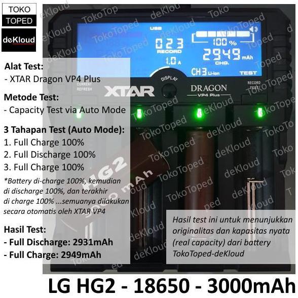 TERLARIS Authentic Battery 18650 LG HG2 3000mAh | original batere batre baterai senter led swat kipa