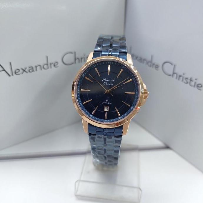ALEXANDRE CHRISTIE AC8655 AC 8655 JAM TANGAN WANITA BLUE ROSEGOLD