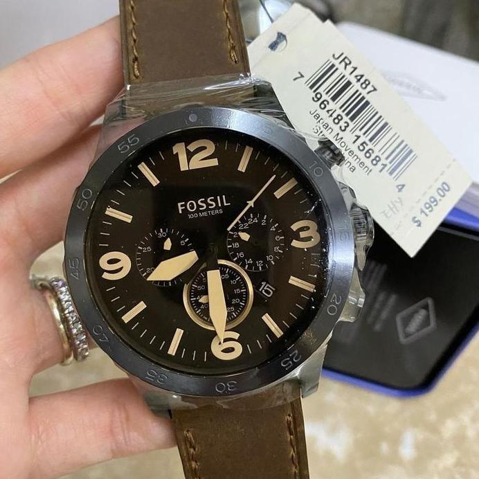 Jam Tangan Pria Original JR1487 JR 1487 Chronograph Leather Brown Dial