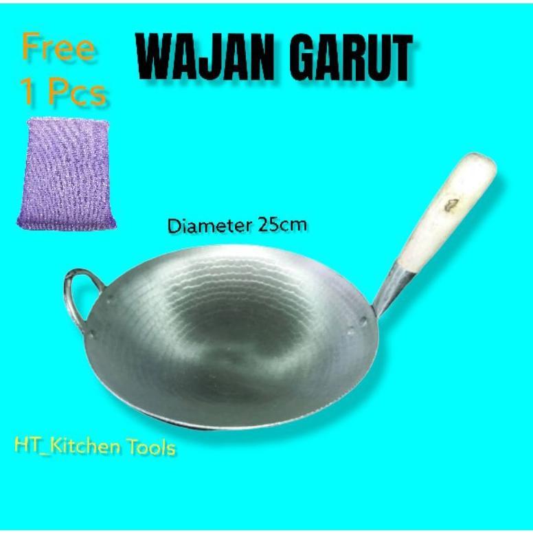 Wajan Nasi Goreng Aluminium Gagang Kayu Diameter 25Cm Asli Garut Tebal, Anti Penyok, Lengket & Karat